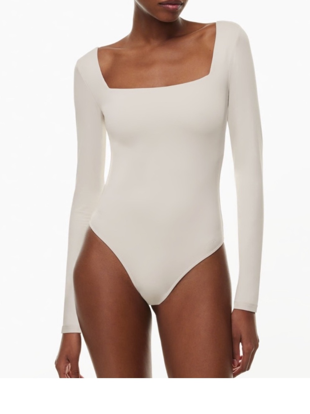 Aritzia Babaton Contour White Long Sleeve Bodysuit